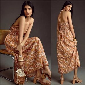 Anthropologie Antik Batik
Blossom Floral Midi Dress in Rust
Size Medium NWOT